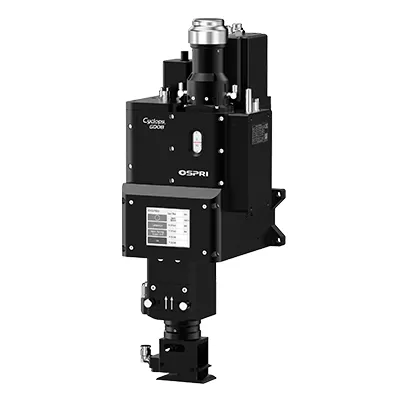 رأس لحام ليزر متأرجح مزدوج المحور بقدرة 8 كيلوواط، (مع جهاز نفث هواء (Air Knife) لإزالة الدخان والرذاذ من منطقة اللحام)